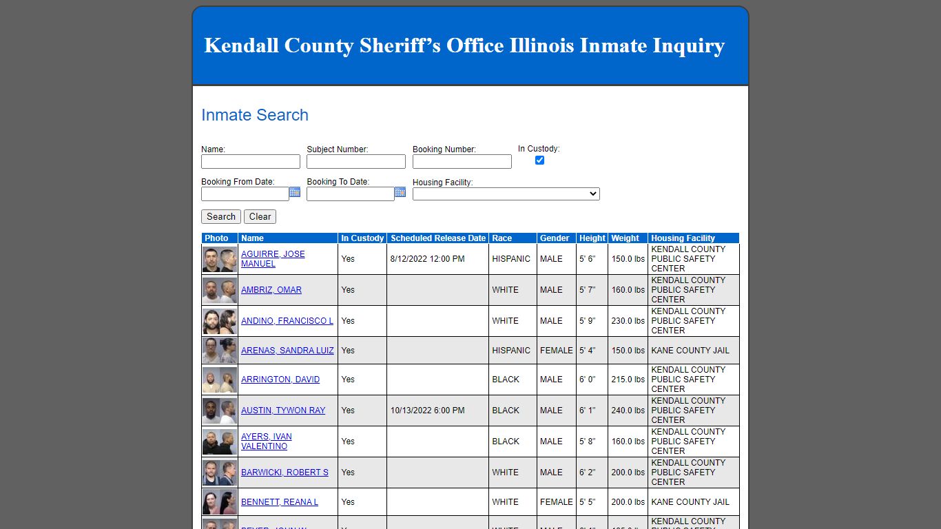 Inmate Search